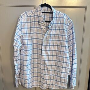 Men’s Gap pink/blue plaid untucked fit sz XL